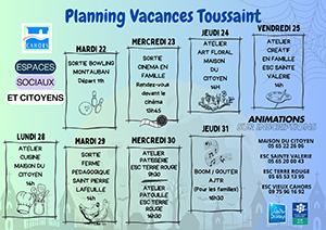 PLANNING VACANCES TOUSSAINT famille