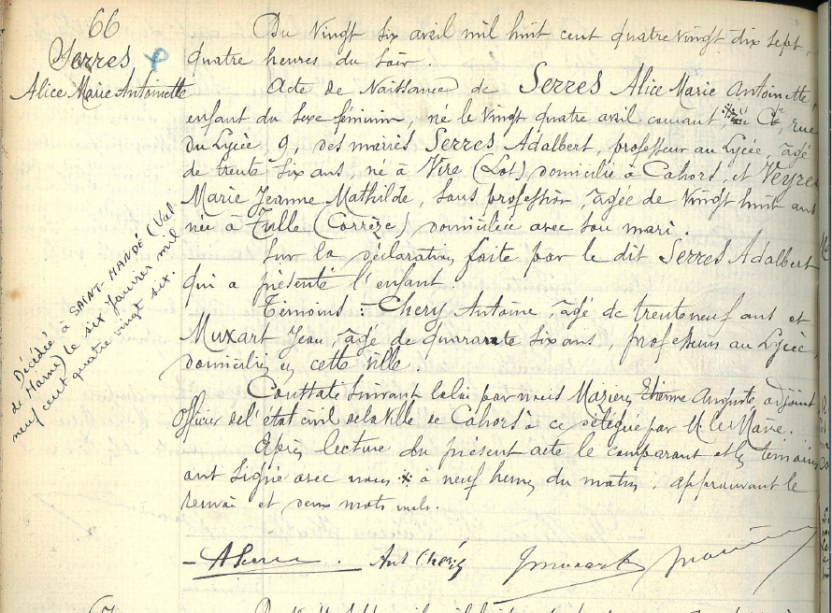 Document du moment Alice SERRES