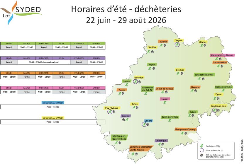 horaires d'été déchèteries